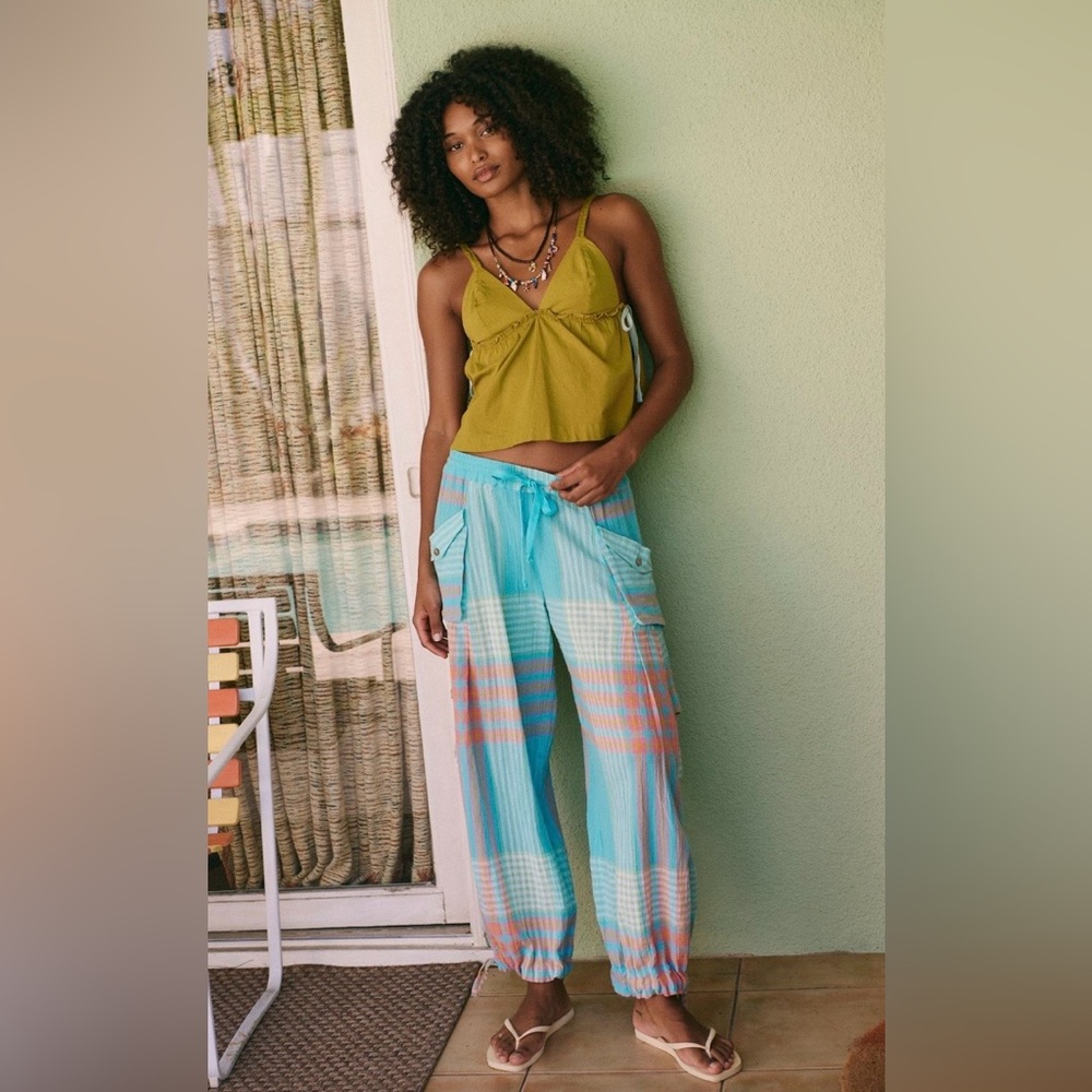 NWT Free People X Free-est Crafted Cargo Pants ~Aqua Combo~